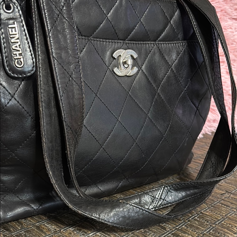 Vintage Chanel Black Quilted Shoulder Bag